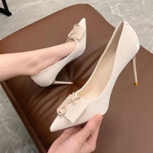 单鞋女新品轻奢高端2022夏秋新款职业尖头浅口高跟鞋女细跟真皮鞋工作鞋女